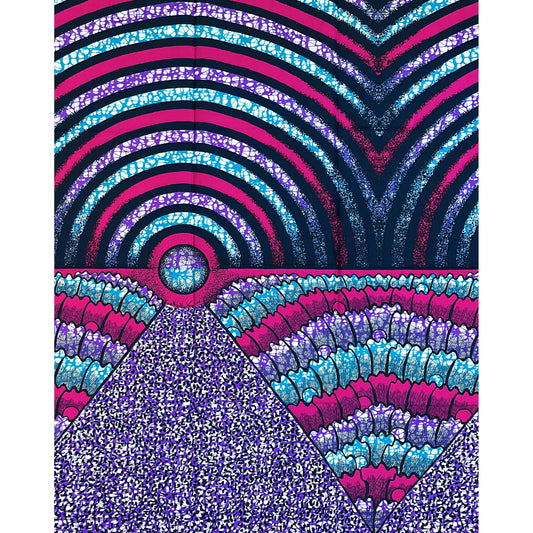 African Print Fabric/ Ankara - Purple, Pink, Teal, Blue 'Osupa Lau,' YARD