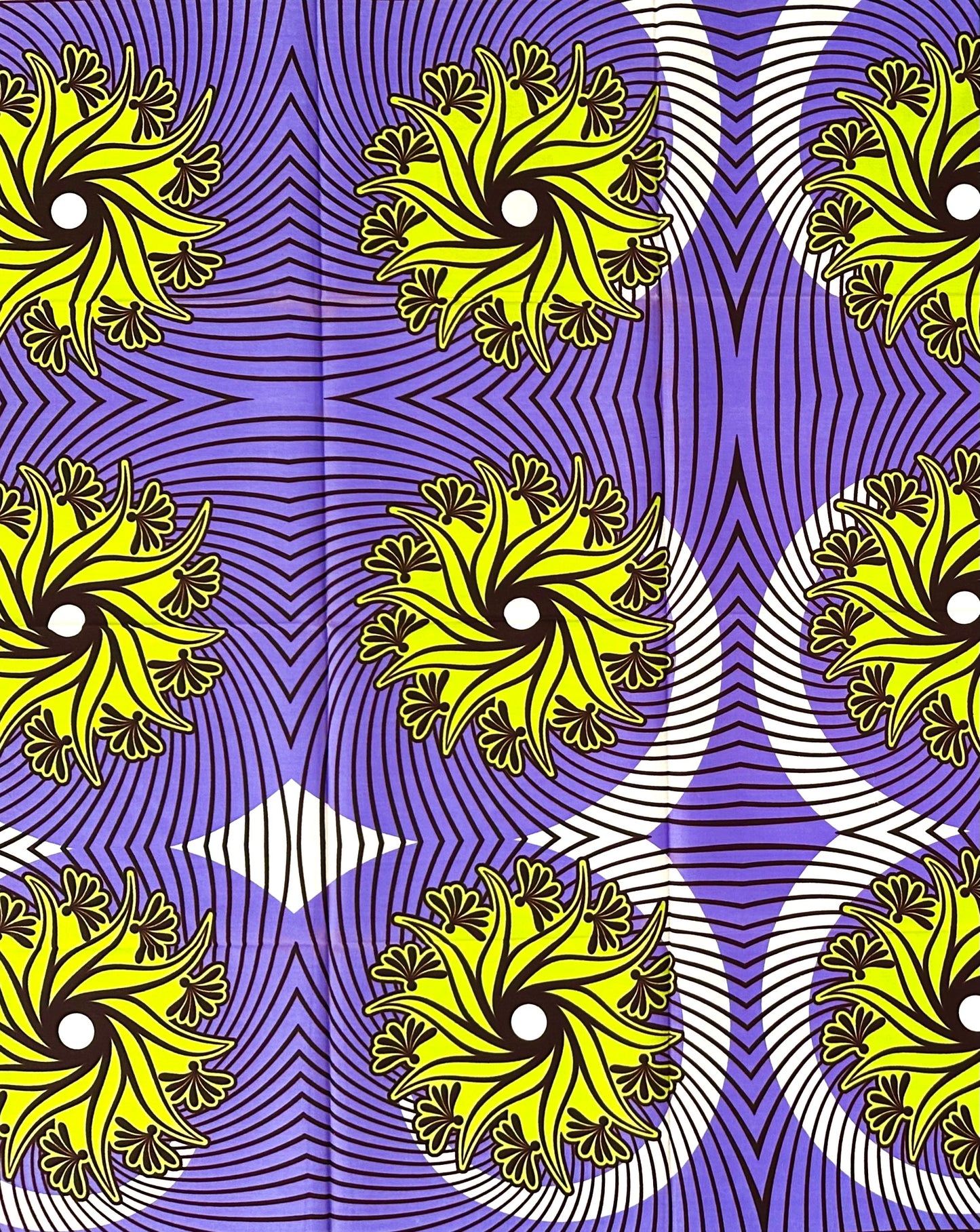 African Print Fabric/ Ankara - Purple, Green “Opará Lotus', YARD or WHOLESALE **Slightly Flawed**
