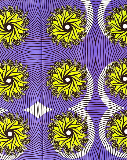 African Print Fabric/ Ankara - Purple, Green “Opará Lotus', YARD or WHOLESALE **Slightly Flawed**