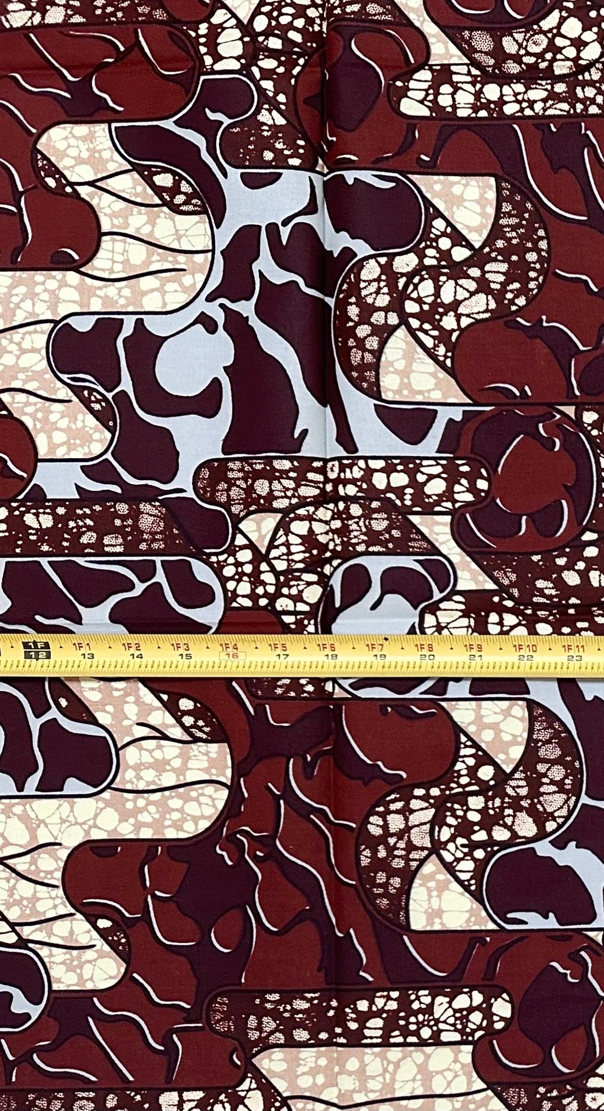 African Print Fabric/ Ankara - Brown, Gray 'Akanba ', 1 YARD