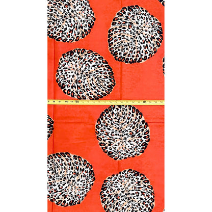 African Print Fabric/ Ankara - Orange, Black 'Seen & Spotted' Design, YARD or WHOLESALE