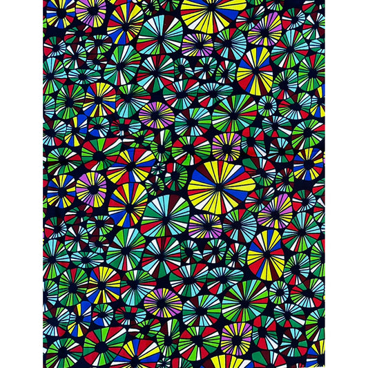 African Print Fabric - Green, Blue, Purple, Red ‘Maitama Wheelie’, Yard or Wholesale