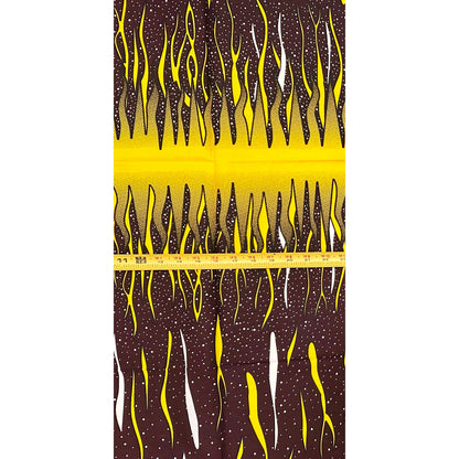 African Print Fabric/ Ankara - Brown, Yellow "First Light", 1 Yard