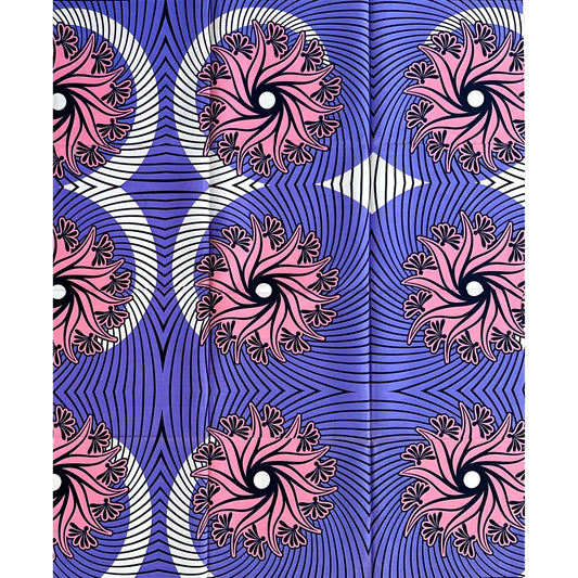 African Print Fabric/ Ankara - Purple, Pink “Opará Lotus', YARD or WHOLESALE