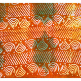 African Print, Rayon Fabric - Orange, Green, Beige "Mahama", Per Yard