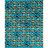 African Print Fabric/ Ankara - Blue, Green, Brown "The Present Is A Gift", YARD or WHOLESALE