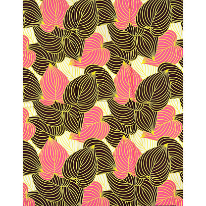 African Print Fabric/ Ankara - Pink, Yellow, Brown, Cream 'Vacation in Mozambique', 1 YARD