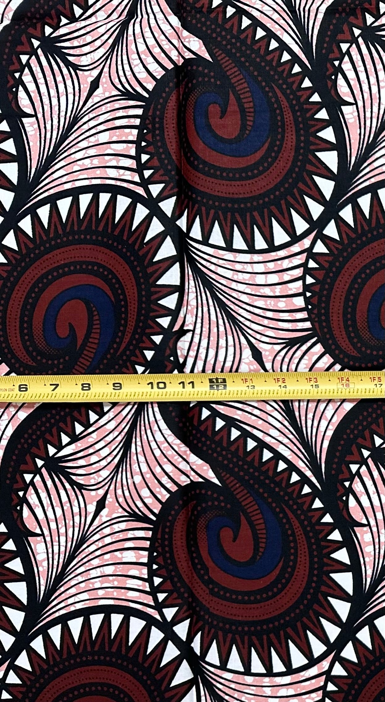 African Print Fabric/ Ankara - Brown, Navy, Black 'Lineage Call', 1 YARD