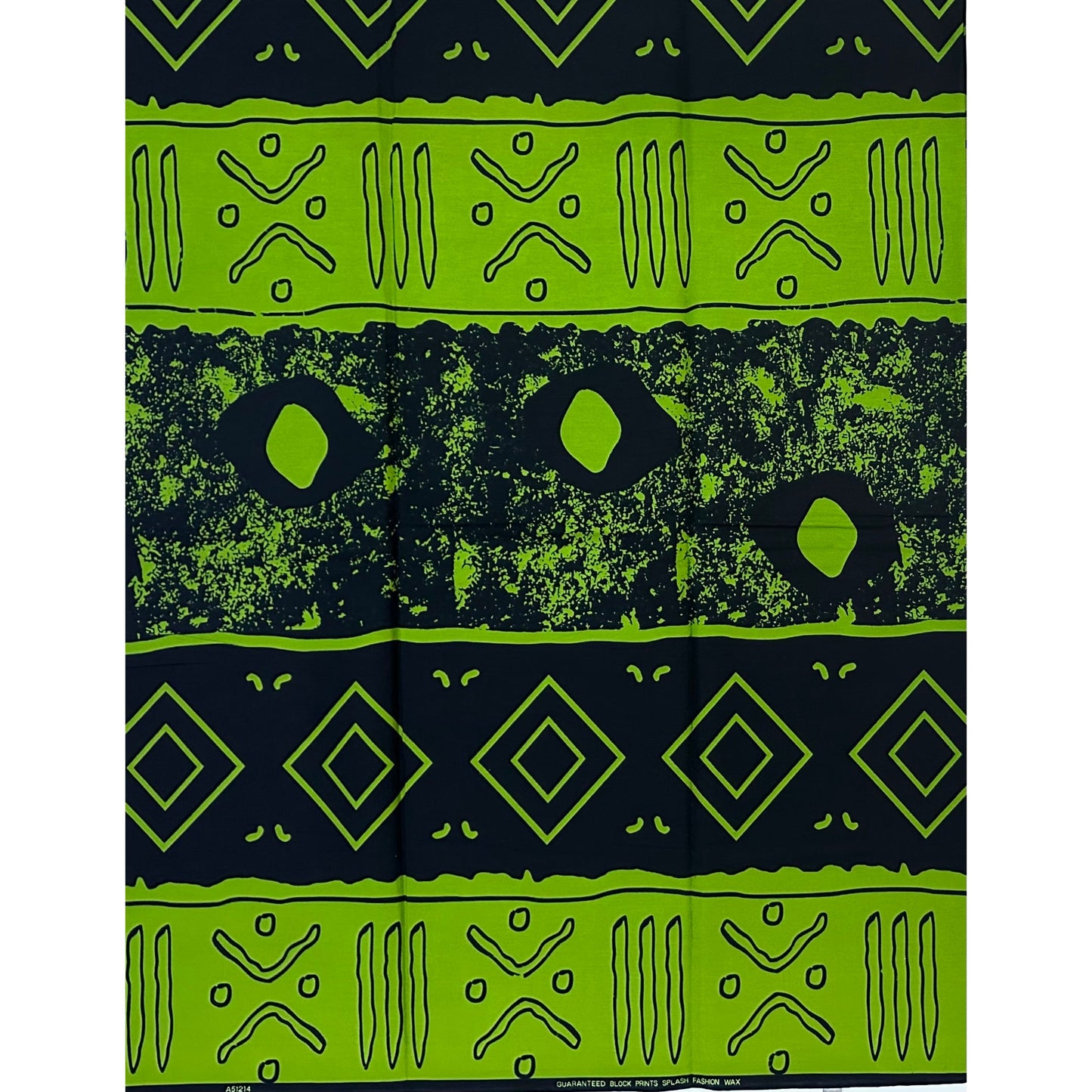 African Print Fabric/Ankara - Green, Black ‘Good Trouble Only' Design, YARD or WHOLESALE