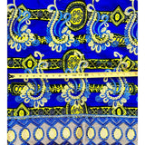 African Print Lace Fabric/ Ankara - Blue, Yellow, Black 'Singita', Yard or Wholesale