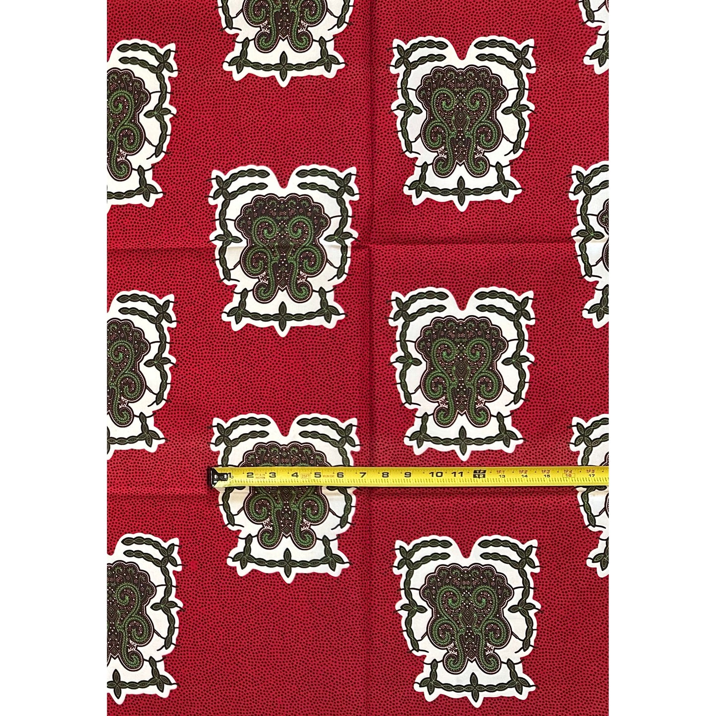 African Print Fabric/ Ankara - Red, Green, Brown 'Umari,' YARD