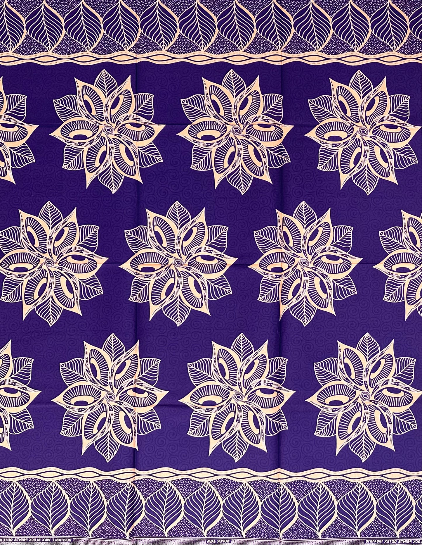 African Print Fabric/ Ankara - Purple, Beige “The Matriarch’s Seat', 1 YARD
