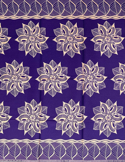 African Print Fabric/ Ankara - Purple, Beige “The Matriarch’s Seat', 1 YARD