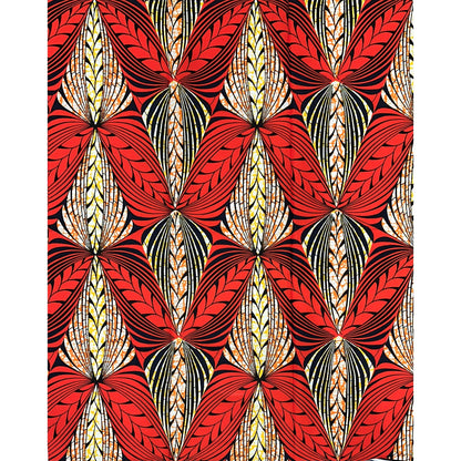 African Print Fabric/Ankara - Orange, Brown, Black "Double Wing" Design, Per Yard