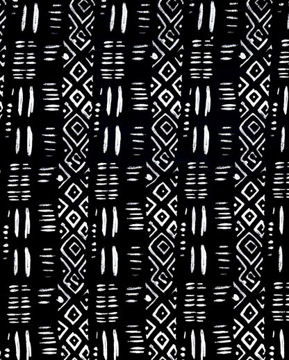 African Print Fabric/ Ankara - Black, White 'Leave A Mark' Design, YARD or WHOLESALE