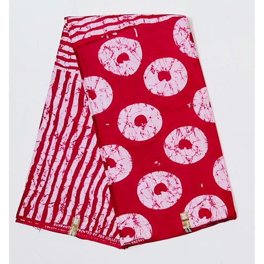 African Print Fabric/ Ankara - Red, White 'Omi Tuntun' Design, YARD or WHOLESALE