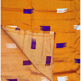 African Fabric/ Woven, Embroidered Kente - Orange, Purple, Metallic Gold “Ahyeda”, 2 Yards