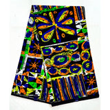 African Print Fabric/ Ankara - Blue, Green, Yellow, Orange 'Folake Charmed', YARD or WHOLESALE