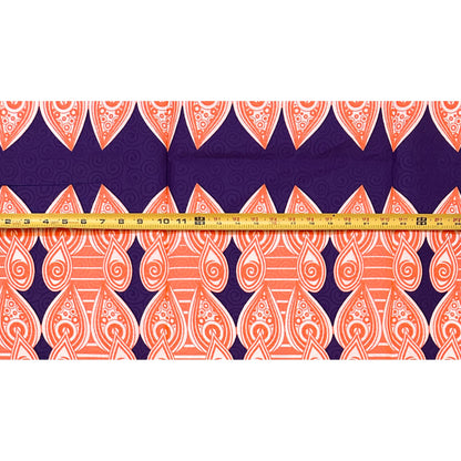 African Print Fabric/ Ankara - Purple, Coral "Signals from Dakar", 1 Yard