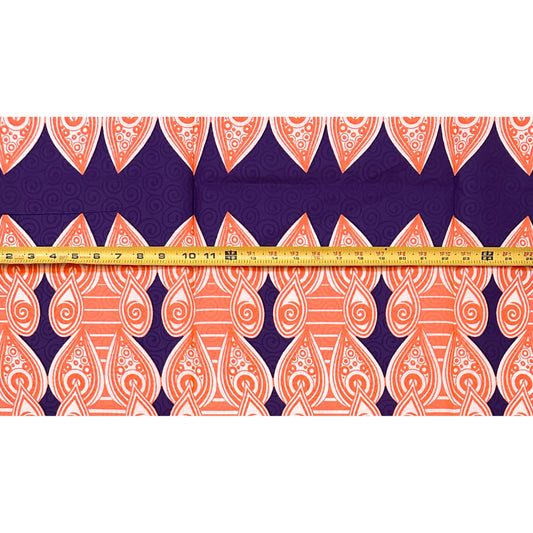 African Print Fabric/ Ankara - Purple, Coral "Signals from Dakar", 1 Yard