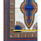 African Dashiki Print Fabric/ Ankara - Beautiful White & Blue Design, YARD