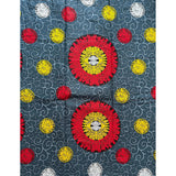 African Print Fabric/ Ankara - Gray, Red, Yellow "Reflection," YARD or WHOLESALE