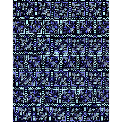 African Print Fabric/Ankara - Light Blue, Purple, Black 'The Gathering', YARD or WHOLESALE