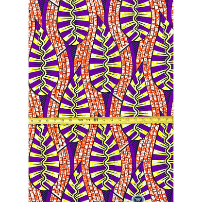 African Print Fabric/ Ankara - Orange, Purple, Yellow 'Ayé Nla,’ YARD
