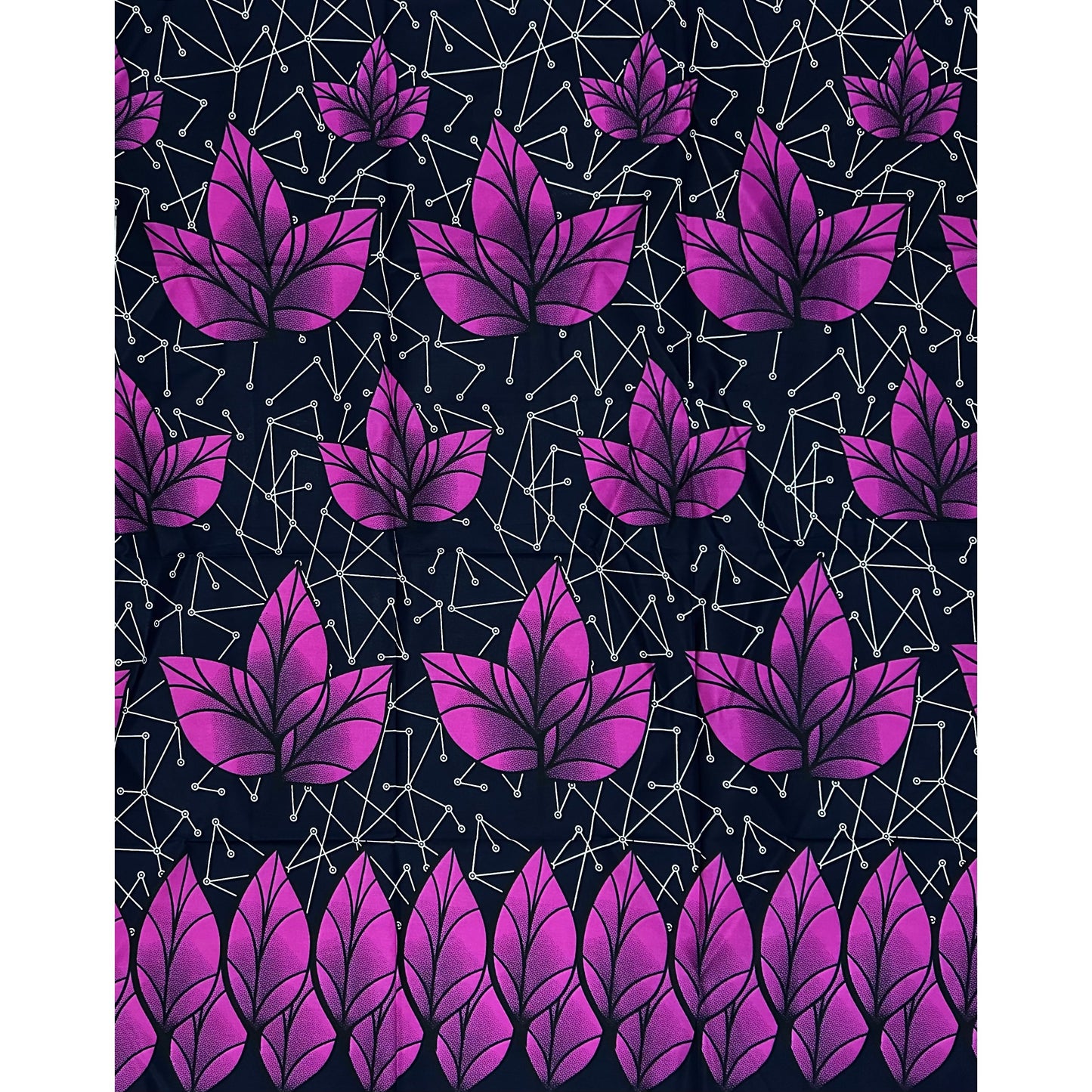 African Print Fabric/Ankara - Navy, Purple “Aya Constellation" Design, 1 Yard