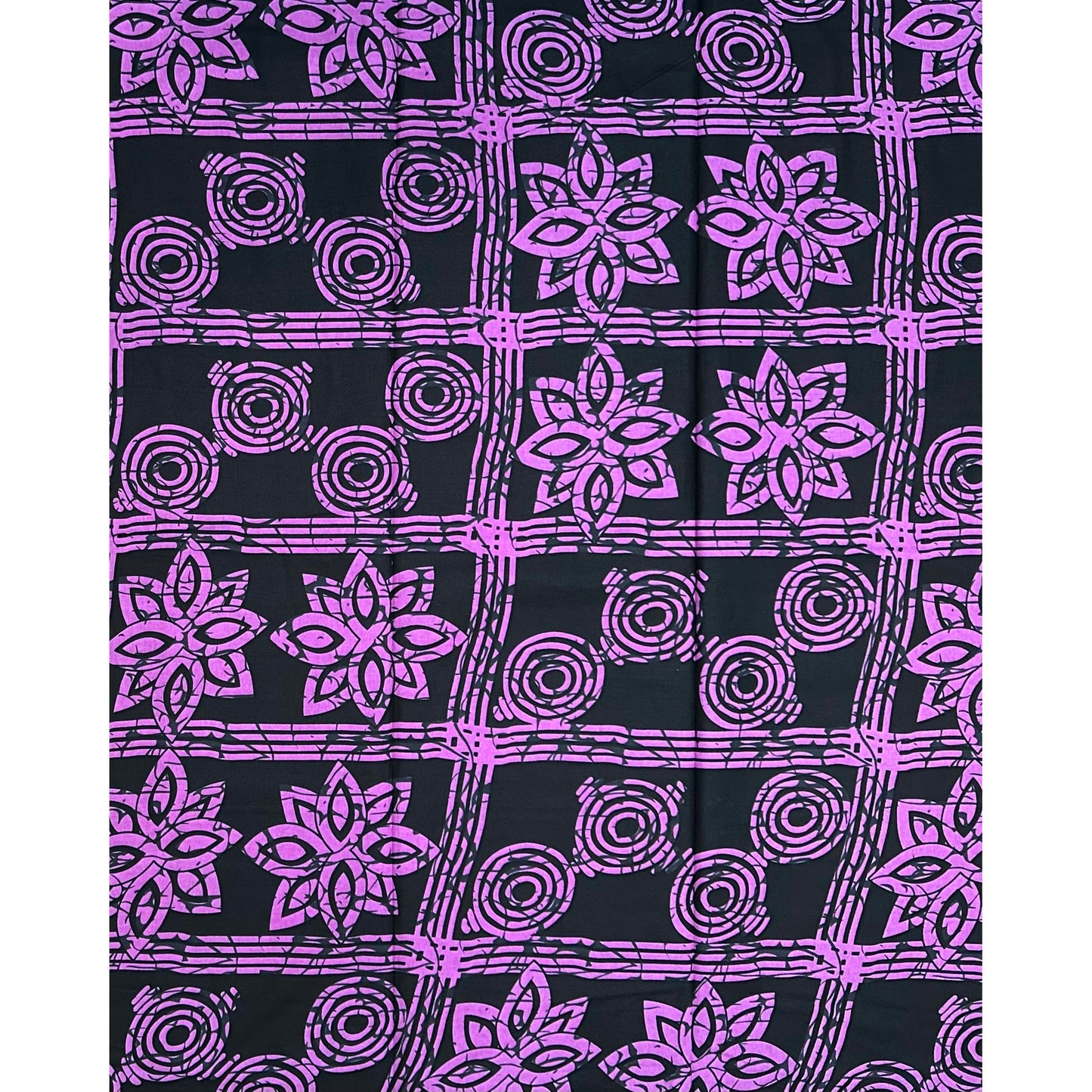 African Print Fabric/ Ankara - Black, Purple 'Fine Pass' Design, Yard or Wholesale