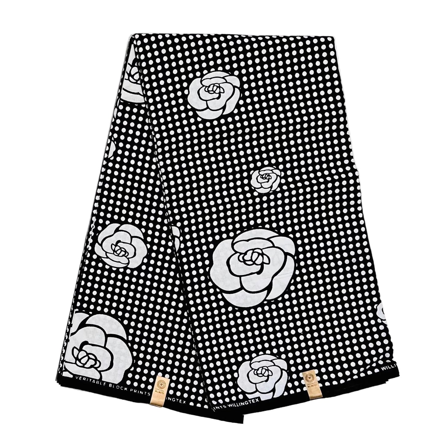 African Print Fabric/ Ankara - Black, White 'Black Coffee in Kigali', Per Yard or Wholesale