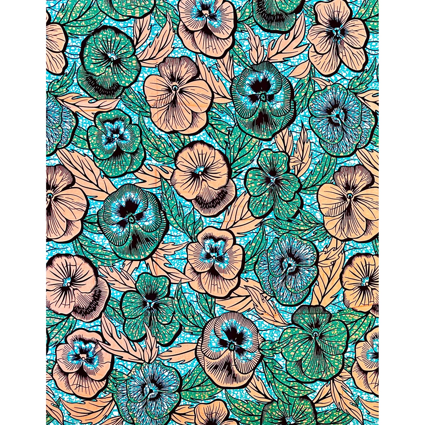 African Print Fabric/ Ankara - Pink, Green, Turquoise 'Soft Life, Loud Entrance', Yard or Wholesale