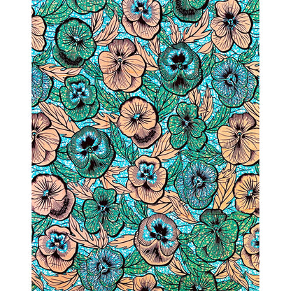African Print Fabric/ Ankara - Pink, Green, Turquoise 'Soft Life, Loud Entrance', Yard or Wholesale