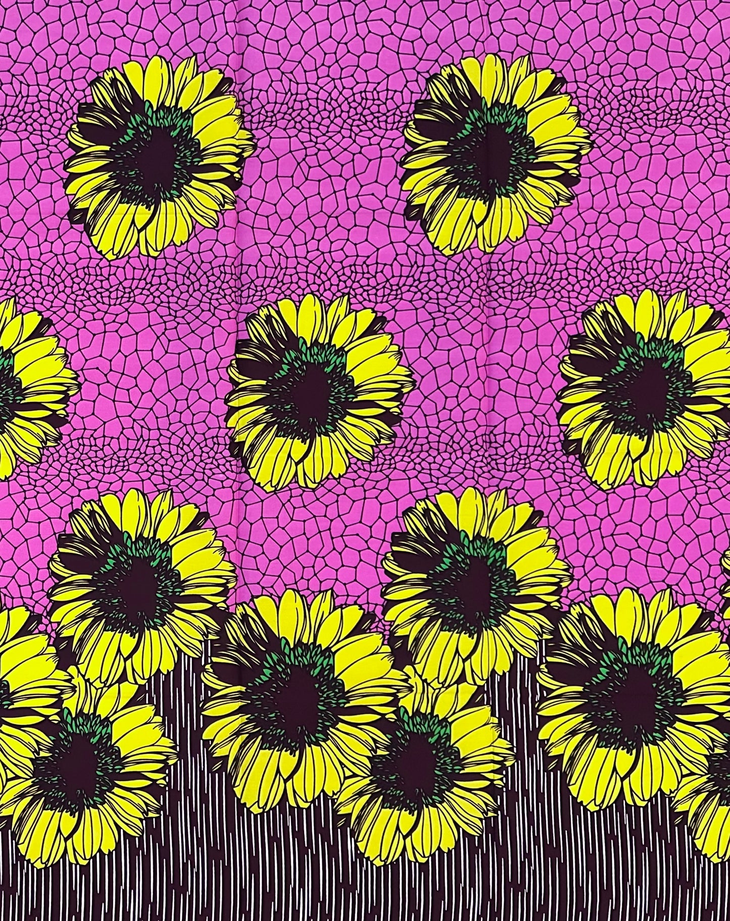 African Print Fabric/ Ankara - Yellow, Brown "Pink Lemonade Society", 1 YARD