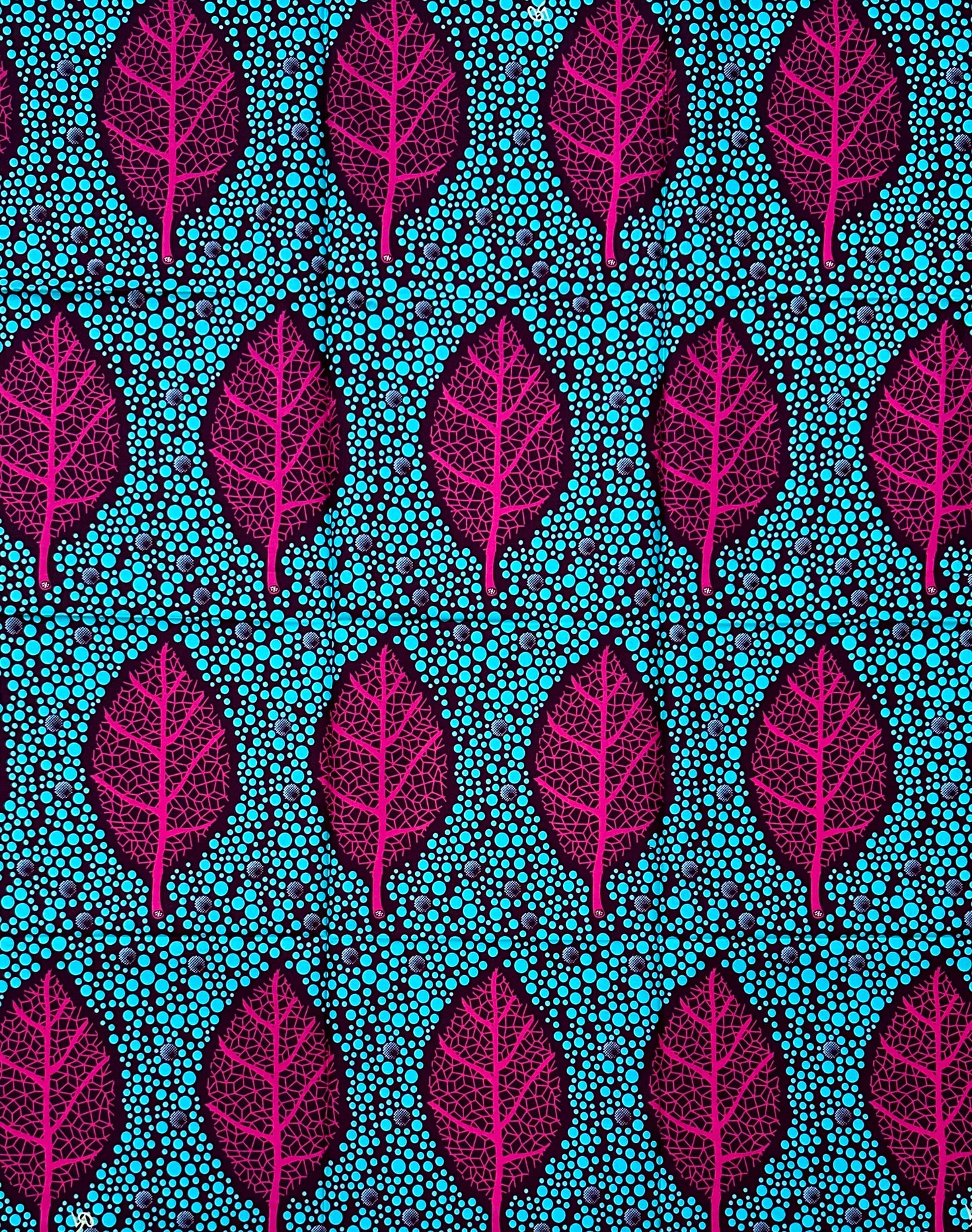 African Print Fabric/ Ankara - Blue, Fuchsia, Brown 'The Girls Are Outside,’ 1 YARD