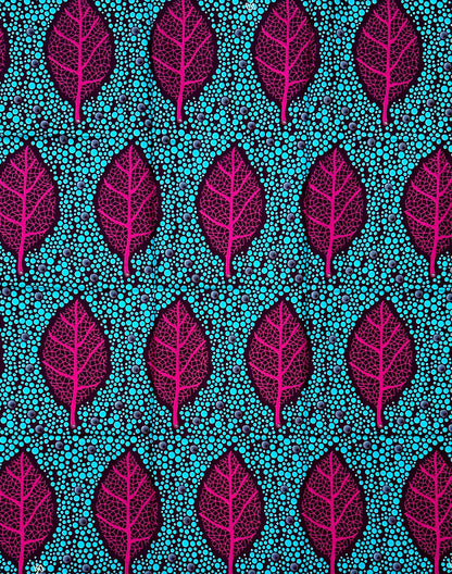 African Print Fabric/ Ankara - Blue, Fuchsia, Brown 'The Girls Are Outside,’ 1 YARD