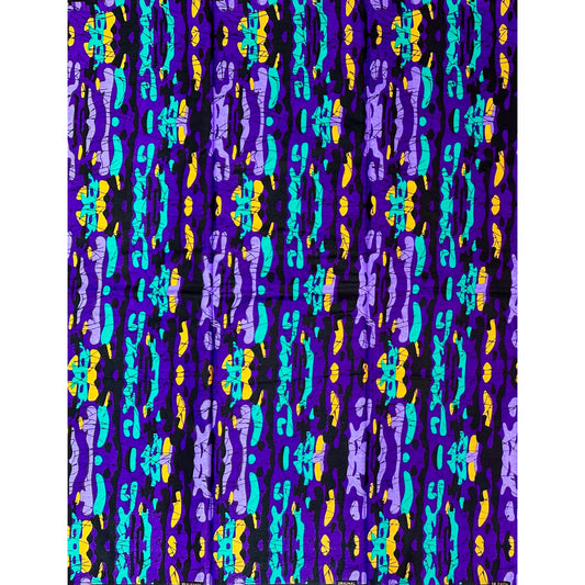 African Print Fabric/ Ankara - Purple, Turquoise, Yellow 'No Hide Me' Design, YARD or WHOLESALE