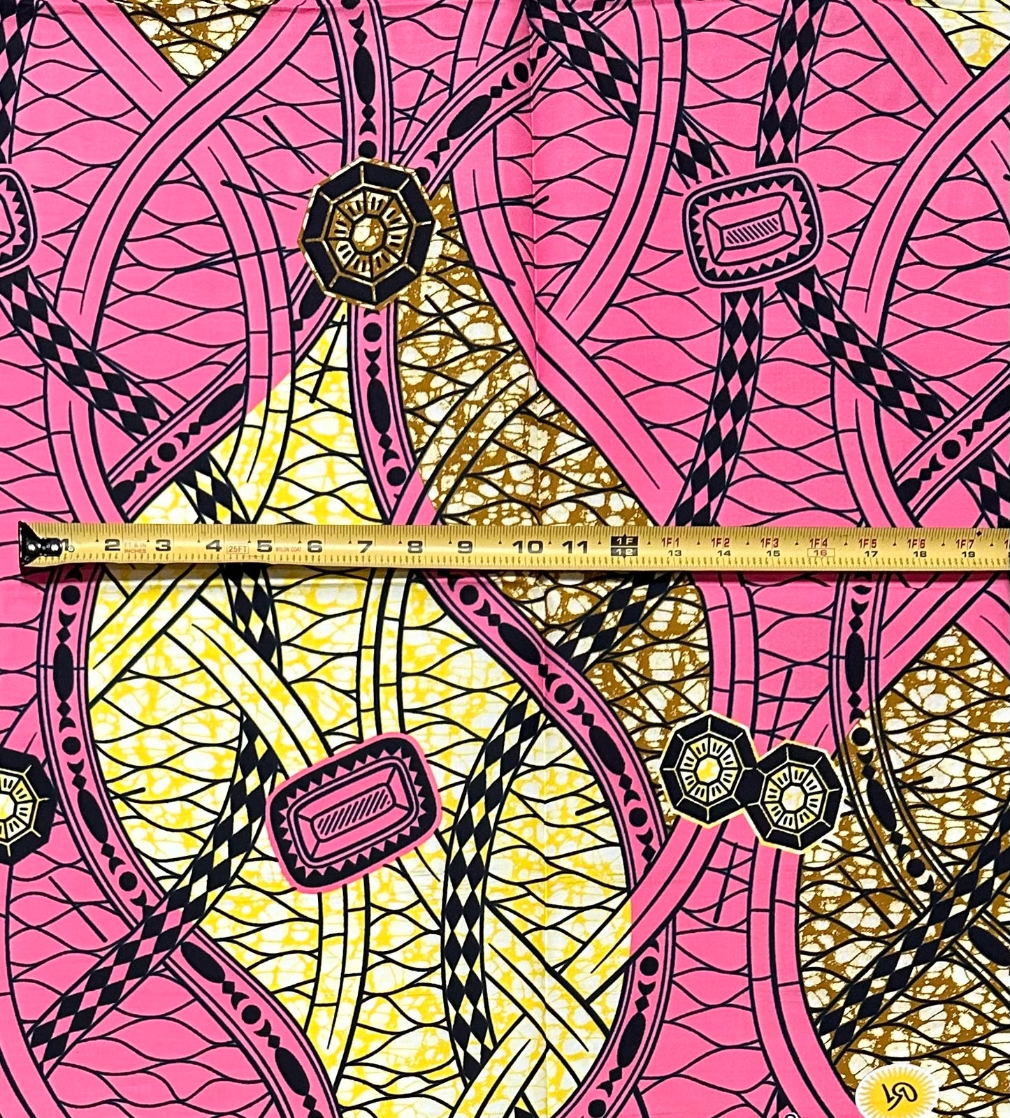 African Print Fabric/ Ankara - Pink, Yellow, Brown 'Rosalind,’ 1 YARD