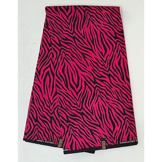 African Print Fabric/ Ankara - Magenta, Black 'Sabi Savage' Design, YARD or WHOLESALE