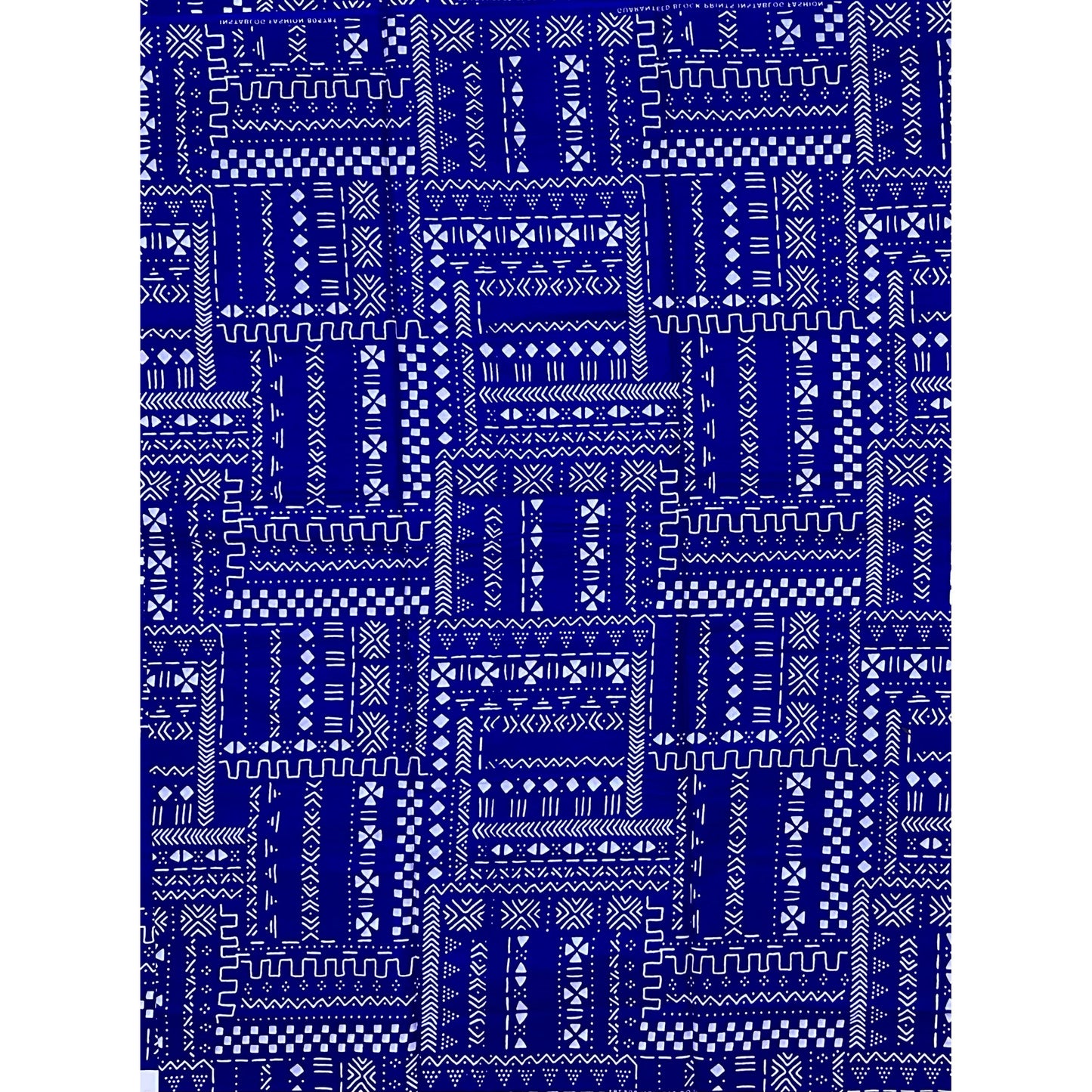 African Print Fabric/ Ankara - Blue, White 'Read the Fine Print', Yard or Wholesale