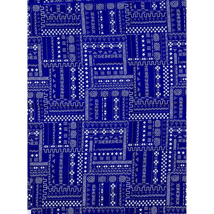 African Print Fabric/ Ankara - Blue, White 'Read the Fine Print', Yard or Wholesale