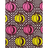 African Print Fabric/Ankara - Pink, Brown, Yellow "Charmaine" Design
