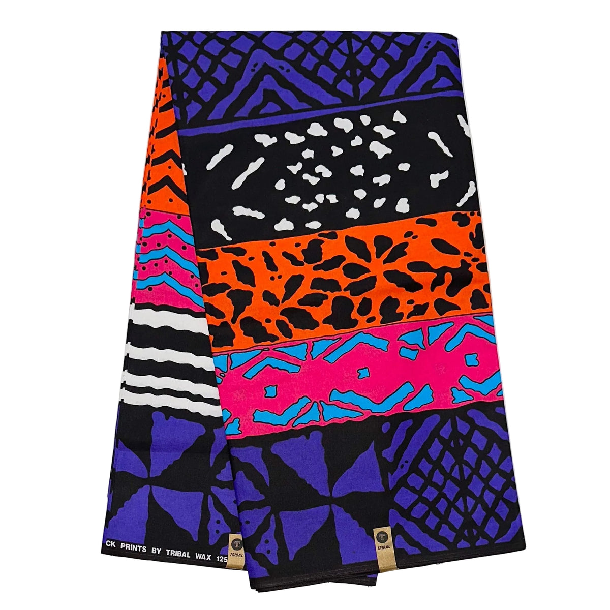 African Print Fabric/ Ankara - Purple, Orange, Pink, Blue, Black "Zoko", Yard or Wholesale