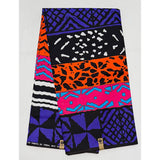 African Print Fabric/ Ankara - Purple, Orange, Pink, Blue, Black "Zoko", Yard or Wholesale