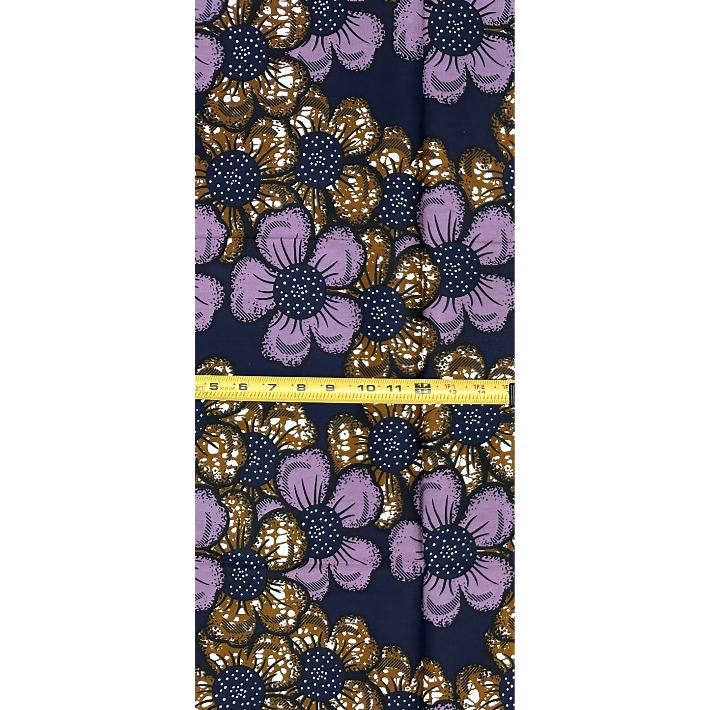 African Print Fabric/ Ankara - Purple, Blue, Brown "Desert Rock Flowers", 1 Yard