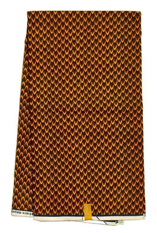 African Print Fabric/ Ankara - Dark Red, Marigold "Azubuike", YARD or WHOLESALE
