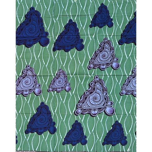 African Print Fabric/ Ankara - Green, Shades of Purple ‘Ereve' Design, 1 Yard