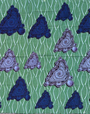 African Print Fabric/ Ankara - Green, Shades of Purple ‘Ereve' Design, 1 Yard