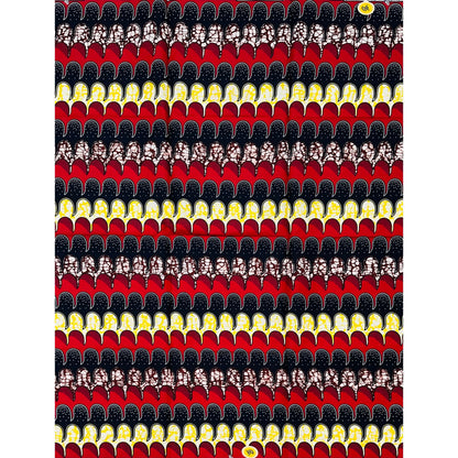 African Print Fabric/Ankara - Red, Blue, Yellow, Brown "Eko Roll Call" Design, Yard