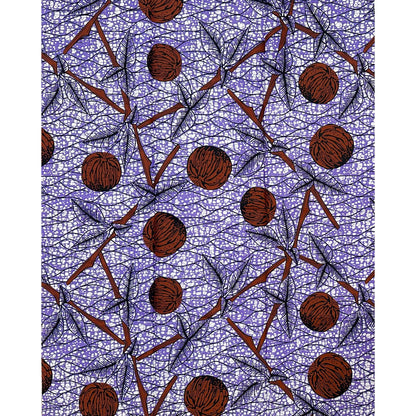 African Print Fabric/ Ankara - Purple, Brown "Grandma Was Right" Design, Yard